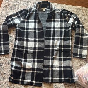 Black and White Plaid Coat